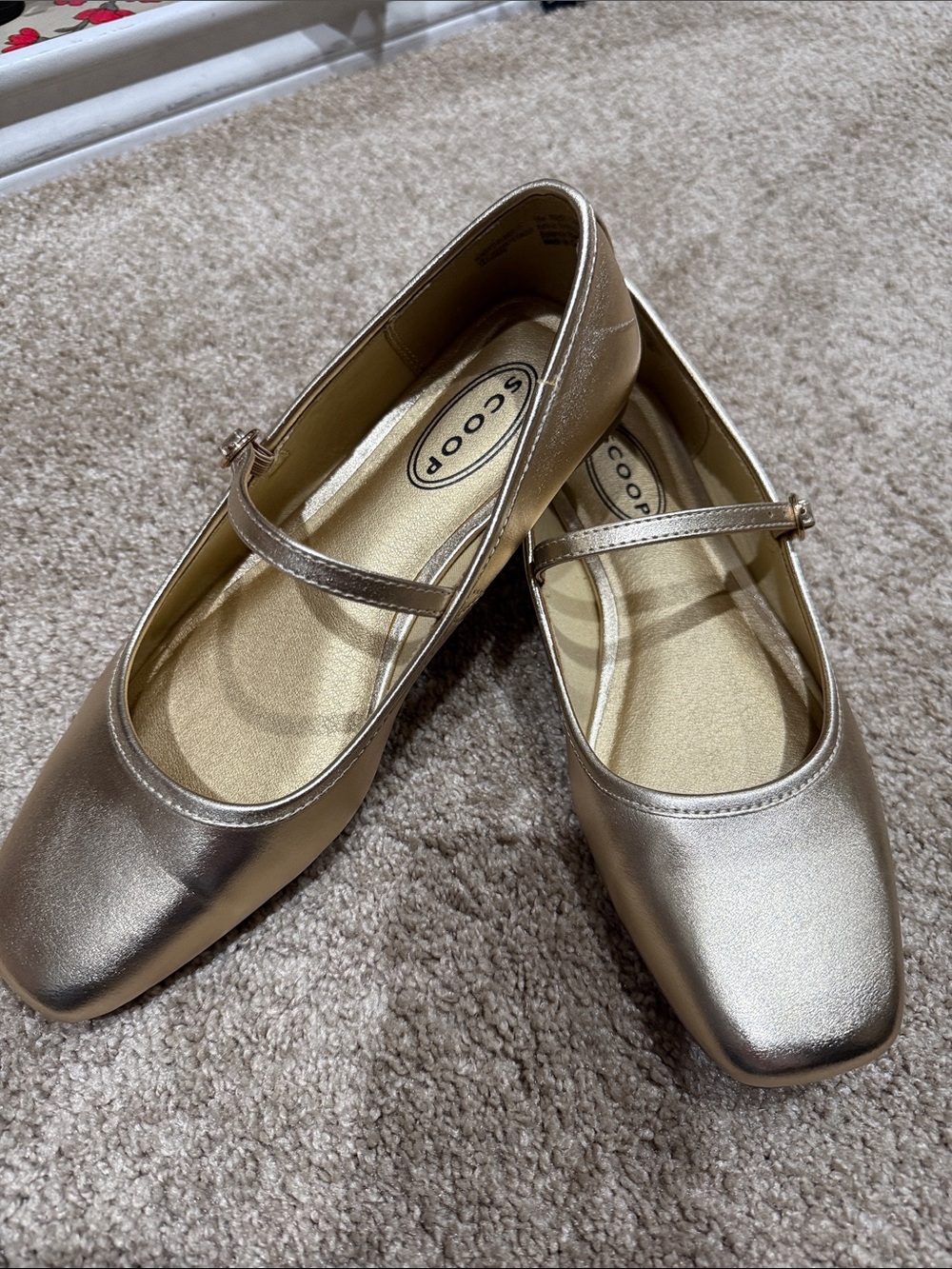 Metallic Gold Mary Jane Flats - Women